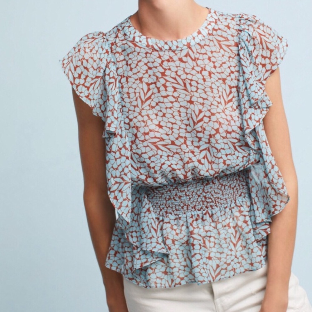 ❤️SOLD❤️NEW Anthropologie Allegra Smocked Blouse